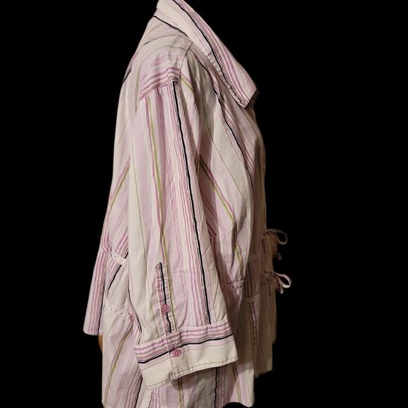 Lane Bryant Button Down Striped Tie front Blouse Size 26/28 - Picture 4 of 7